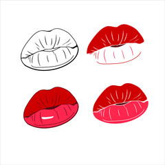 A set of drawings in a vector, hot kiss