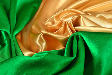 Natural golden and green satin fabric texture