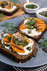 Sandwiches with roasted pumpkin