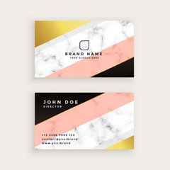 stylish marble business card with geometric gold and pastel colors
