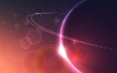 Vector design of space with shiny planet and stars