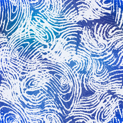 A lot of white fingerprints on blue seamless pattern