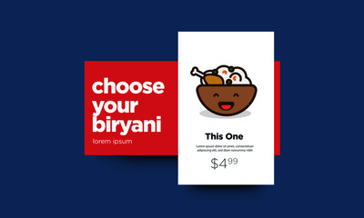 Choose Your Biryani Menu Design Vector Illustration