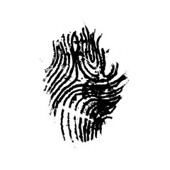 Grunge imprint of human finger, simple black icon isolated on white