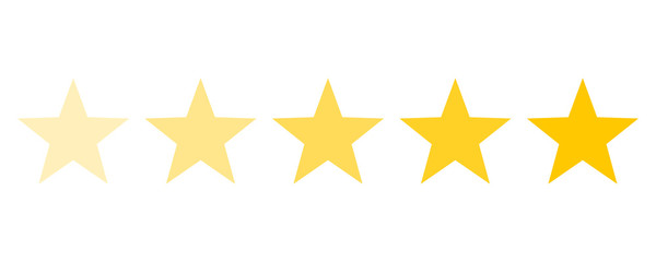 Yellow stars for rating, isolated icons. Vector illustration
