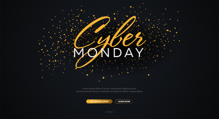 Cyber Monday Sale Calligraphic banner. Vector Illustration.
