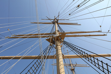 Fototapeta premium Old sailboat rig in Travemünde