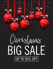 Fototapeta na wymiar Big Christmas sale. Holiday offer banner. Christmas illustration