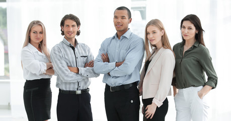 group of successful employees.the concept of teamwork