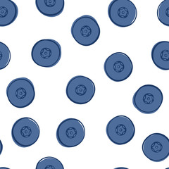 Seamless pattern - blueberry on a white background