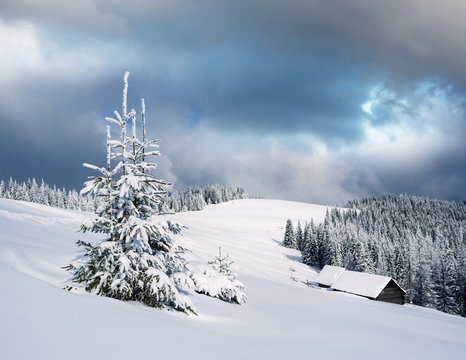 Winter mountain scenery pictures