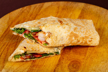 Wrap tortilla with prawn