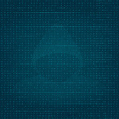 Silhouette of a man in a hood on the background of binary code