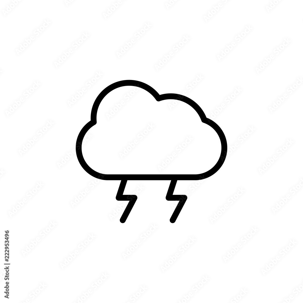 Poster cloud of lightning icon. element of autumn icon for mobile concept and web apps. thin line cloud of 