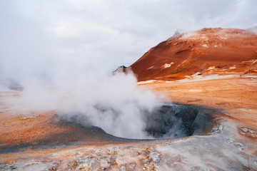 Namafjall - geothermal area in field of Hverir, Iceland