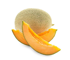 Ripe melon on white background