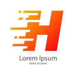 Fototapeta premium Logotipo letra H estilo velocidad color naranja