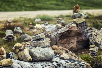 Stones on a beautiful green plain, beautiful landscape