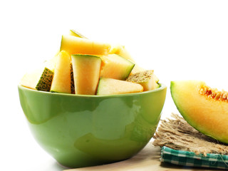 close up of cantaloupe melon slices