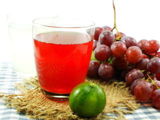 lime and grapes juice closeup