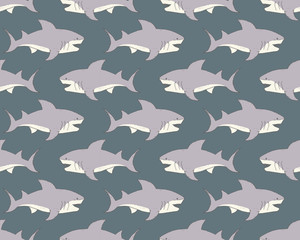 Shark seamless pattern, Hand drawn sketched doodle shark, vector illustration