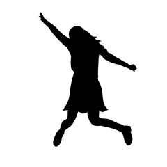Fototapeta na wymiar vector, isolated, silhouette girl jumping