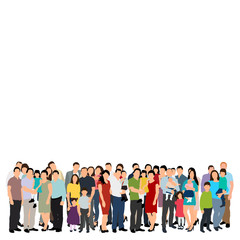 vector, isolated, silhouette of a crowd of people, flat style