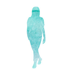  isolated, watercolor silhouette the girl is walking