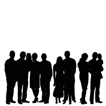 recommend clip art: isolated, silhouette of a crowd of people on a white background