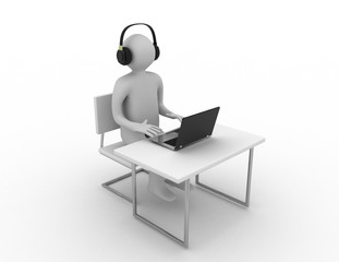 3d computer worker concept