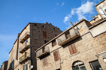 Traditional old Corsican town skyline
