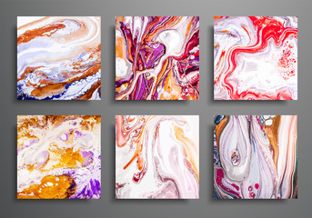 Dynamic backgrounds. trendy placards, commercial covers set. Marble colorful effect. Abstract page poster template for catalog, creative abstract brochure illustration, cover, flyer, packaging design.