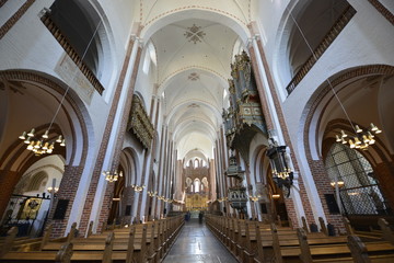 Fototapeta na wymiar Interior of Roskilde Cathedral, Denmark