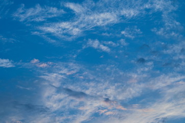 Sunset sky. Bright blue sky. Nature picture for background.