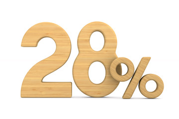 twenty eight percent on white background. Isolated 3D illustration