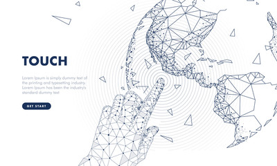 Touch the future arows analytics. Innovations robot systems hand and protection  technologies in innovations systems. lock computers construction of analytical graphics. Future style.