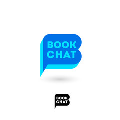 Book chat logo. B letter. Digital library chat. The literary community. Letter B looks like a comic book bubble. Monochrome option.