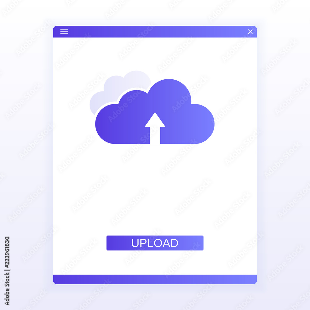 Poster concept website page. upload to cloud. modern vector illustration