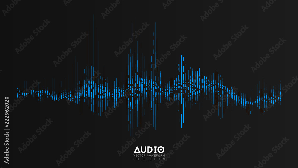Poster vector audio wavefrom. abstract music waves oscillation. futuristic sound wave visualization. synthe