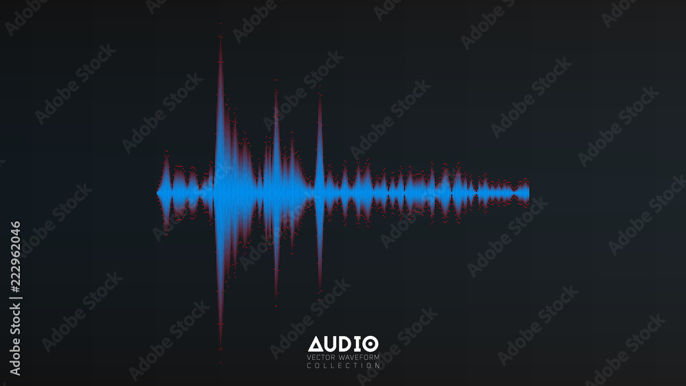 Poster vector audio wavefrom. abstract music waves oscillation. futuristic sound wave visualization. synthe