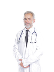portrait of a senior physician therapist.isolated on light background