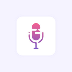 Personal assistant and voice recognition vector illustration of soundwave intelligent technologies. Icon microphone button.