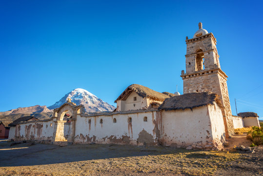 Church of the village of Tomarapi near Sajama volcano in Bolivia, South America