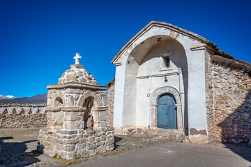 Church of the village of Parinacota in Chile, South America
