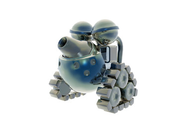 Silberner Cartoon Roboter mit Kanone