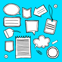 Hand drawn stickers and labels vector set rough style. sale decoration or speech bubble.