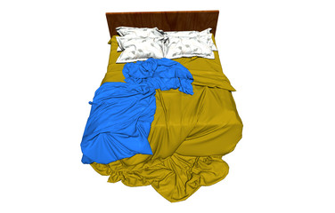 Doppelbett mit Bettwäsche
