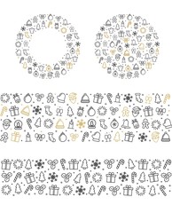 Christmas element icons banners set. Holidays illustration. Christmas and New year line icons 