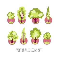 cartoon vector icons spring tree flat