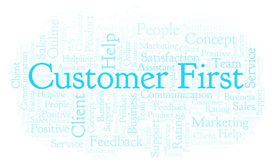 Obraz premium Customer First word cloud.
